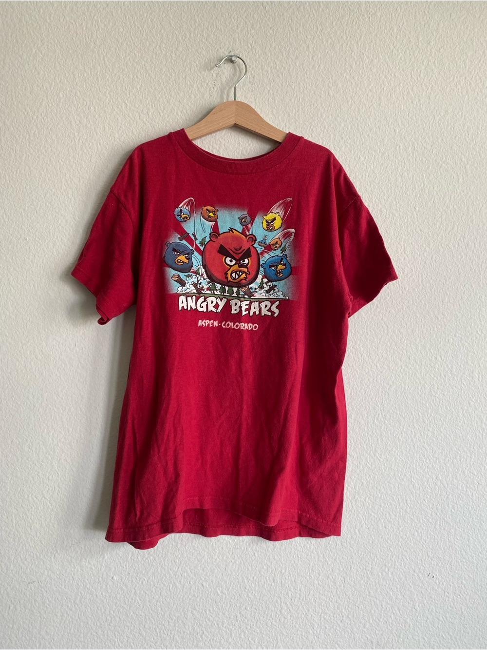 Aspen, Colorado Angry Bears Graphic Souvenir Tee - Red Angry Birds